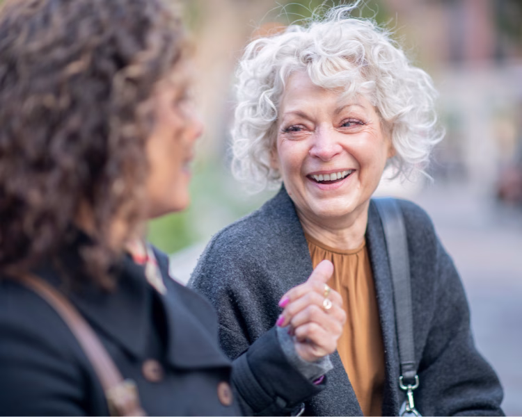 two women talking